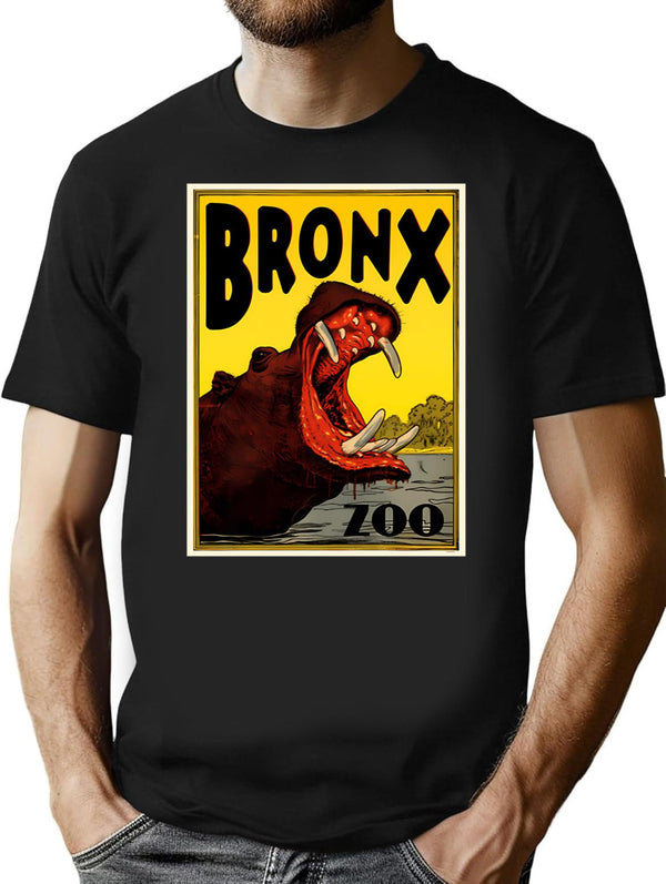 Vintage Hippo Visit The Zoo Bronx T-Shirt for Men & Women, T-Shirts Graphic Tee - Black