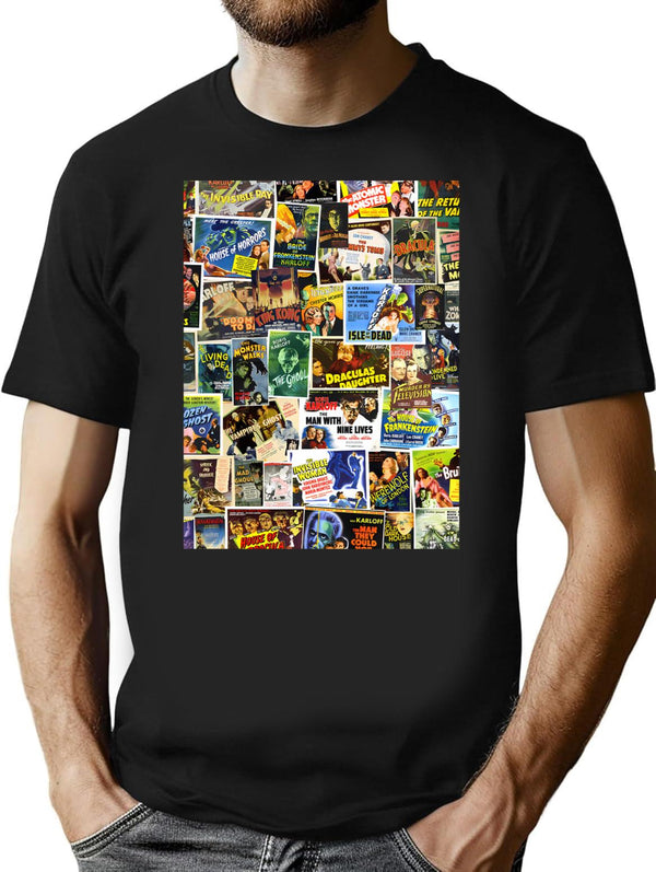 Vintage Horror T-Shirt for Men & Women, T-Shirts Graphic Tee - Black