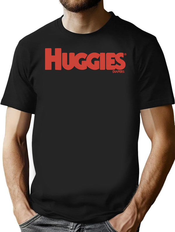 Vintage Huggies Logo T-Shirt for Men & Women, T-Shirts Graphic Tee - Black