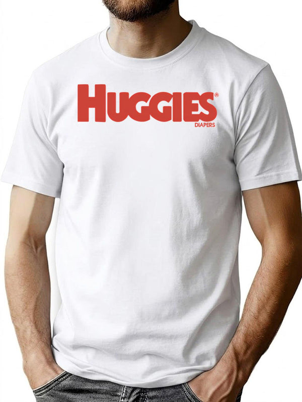 Vintage Huggies Logo T-Shirt for Men & Women, T-Shirts Graphic Tee - White