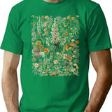 Vintage Inspired Flower Botanical Chart T-Shirt for Men & Women, T-Shirts Graphic Tee - Green