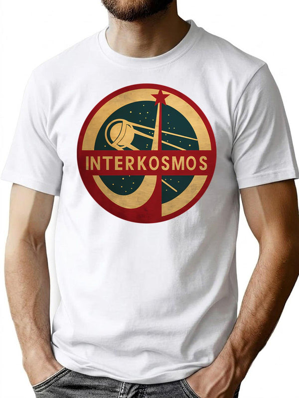 Vintage Interkosmos Space Program Sputnik Satellite T-Shirt for Men & Women, T-Shirts Graphic Tee - White