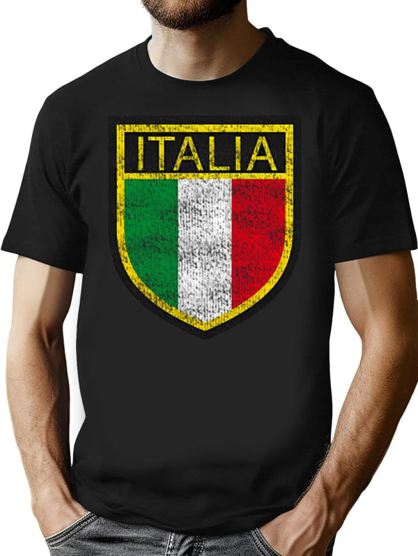 Vintage Italia T-Shirt for Men & Women, T-Shirts Graphic Tee - Black