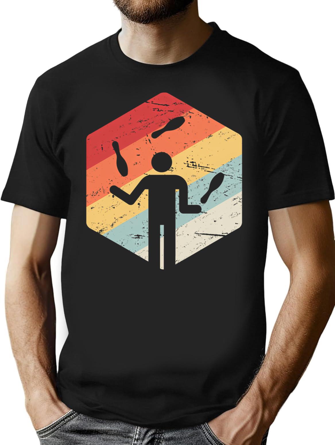Vintage Juggling Juggle Circus Juggler Gift T-Shirt for Men & Women, T-Shirts Graphic Tee - Black