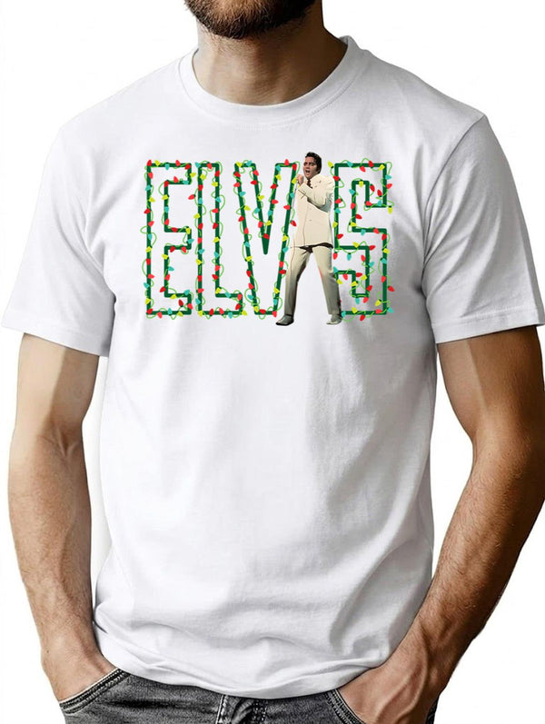Vintage Lights Christmas T-Shirt for Men & Women, T-Shirts Graphic Tee - White