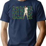 Vintage Lights Christmas T-Shirt for Men & Women, T-Shirts Graphic Tee - Navy