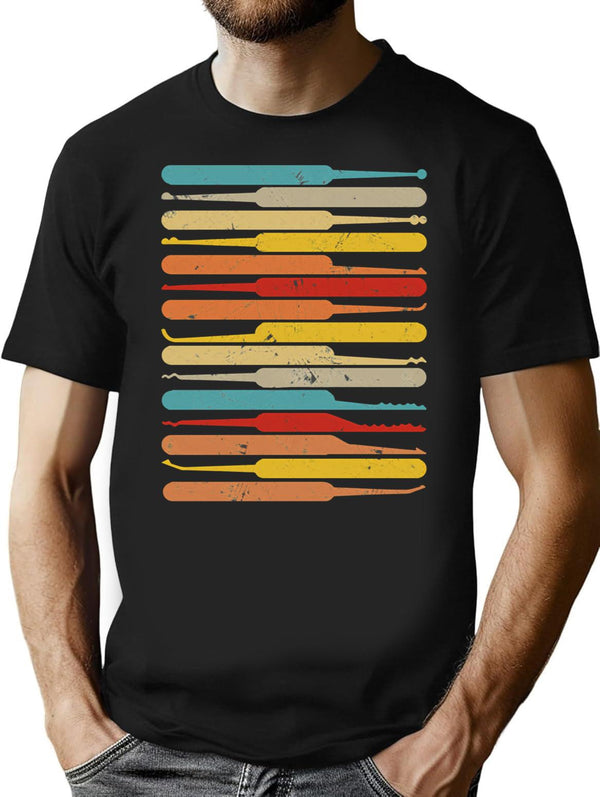 Vintage Lock Picks Locksmith Art For Lock Picker T-Shirt for Men & Women, T-Shirts Graphic Tee - Black