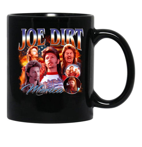 Vintage Merica Joe Dirt Funny 4Th Of July Black Coffee Mug - Black