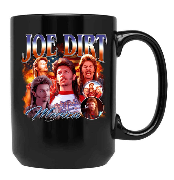 Vintage Merica Joe Dirt Funny 4Th Of July Black Coffee Mug - Black