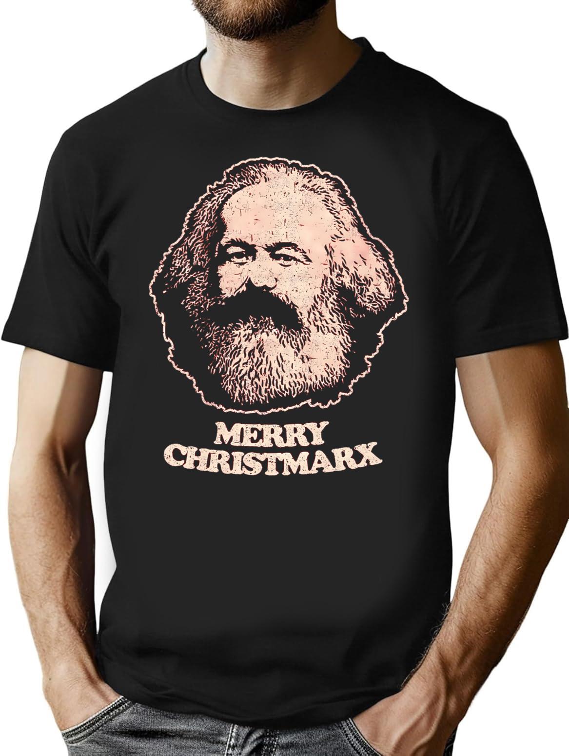 Vintage Merry Christmarx T-Shirt for Men & Women, T-Shirts Graphic Tee - Black