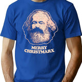 Vintage Merry Christmarx T-Shirt for Men & Women, T-Shirts Graphic Tee - Blue
