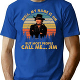 Vintage Most People Call Me The Sheriff Is Near Blazing Tee Saddles T-Shirt for Men & Women, T-Shirts Graphic Tee - Blue