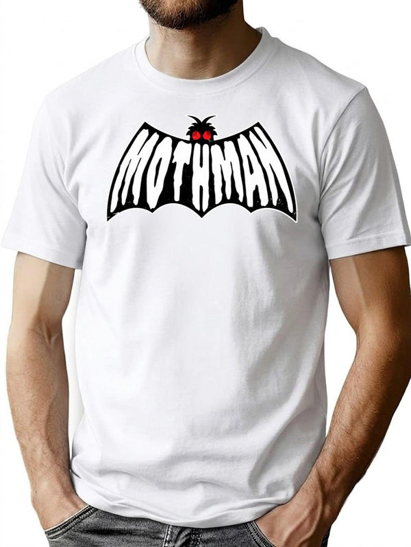 Vintage Mothman Logo Black White T-Shirt for Men & Women, T-Shirts Graphic Tee - White
