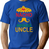Vintage Nacho Average Uncle Funny Gift T-Shirt for Men & Women, T-Shirts Graphic Tee - Blue