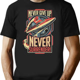 Vintage Never Surrender Quote Retro T-Shirt for Men & Women, T-Shirts Graphic Tee - Black