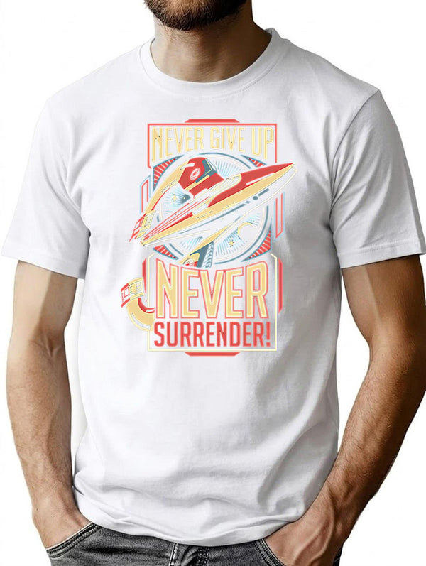 Vintage Never Surrender Quote Retro T-Shirt for Men & Women, T-Shirts Graphic Tee - White