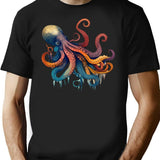 Vintage Octopus T-Shirt for Men & Women, T-Shirts Graphic Tee - Black