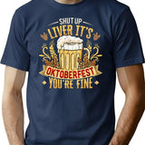 Vintage Oktoberfest Shut Up Liver German Beer Festival T-Shirt for Men & Women, T-Shirts Graphic Tee - Navy