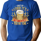 Vintage Oktoberfest Shut Up Liver German Beer Festival T-Shirt for Men & Women, T-Shirts Graphic Tee - Blue