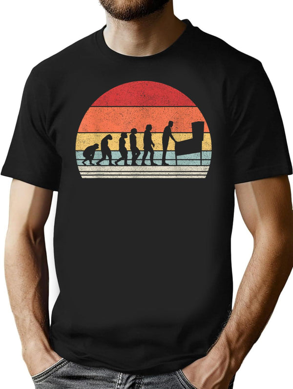 Vintage Pinball Evolution Funny Pinball Lovers Gift T-Shirt for Men & Women, T-Shirts Graphic Tee - Black