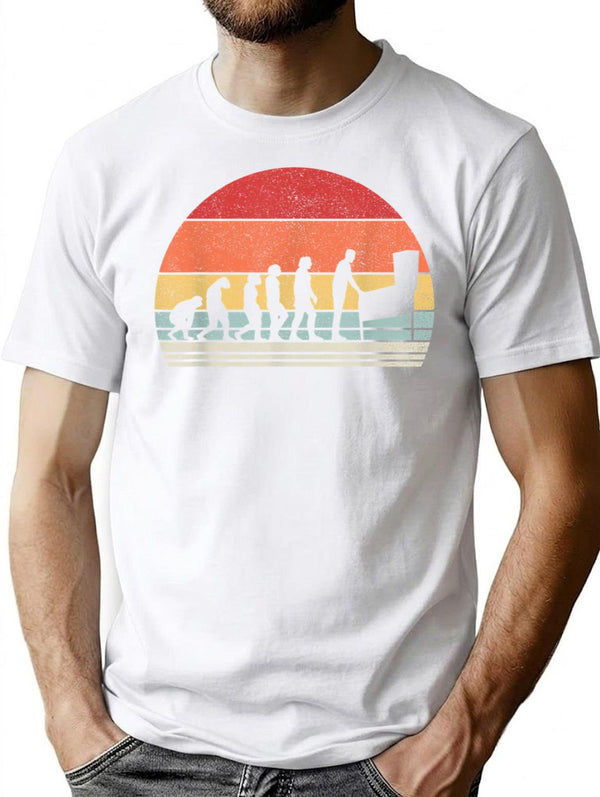 Vintage Pinball Evolution Funny Pinball Lovers Gift T-Shirt for Men & Women, T-Shirts Graphic Tee - White