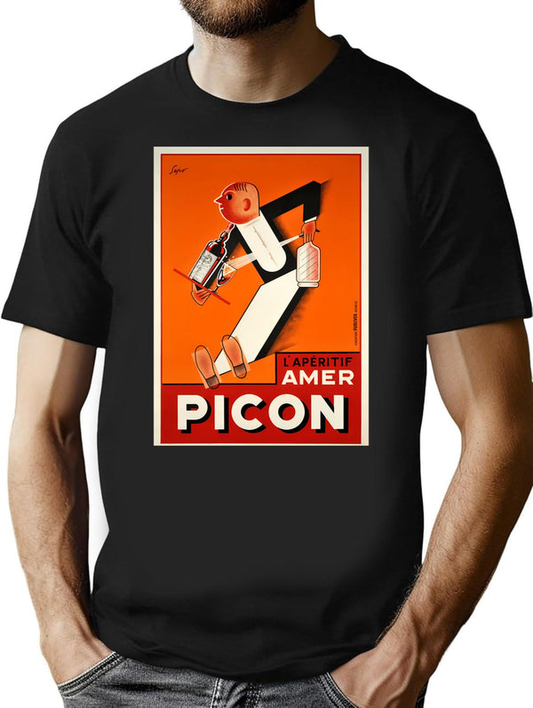 Vintage Pub - Picon Aperitif T-Shirt for Men & Women, T-Shirts Graphic Tee - Black