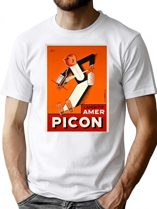 Vintage Pub - Picon Aperitif T-Shirt for Men & Women, T-Shirts Graphic Tee - White