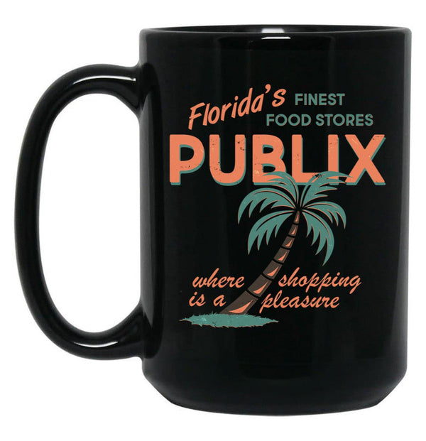 Vintage Publix Florida's Finest Food Stores Black Coffee Mug, Gift Coffee Mug - Black