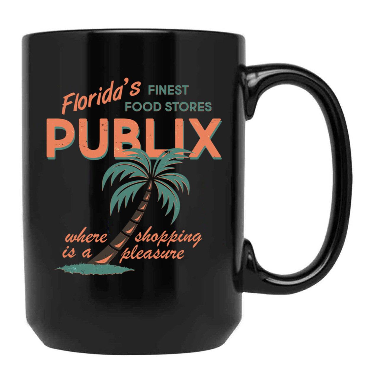 Vintage Publix Florida's Finest Food Stores Black Coffee Mug, Gift Coffee Mug