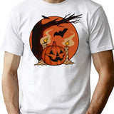 Vintage Pumpkin Scene Halloween T-Shirt for Men & Women, T-Shirts Graphic Tee - White