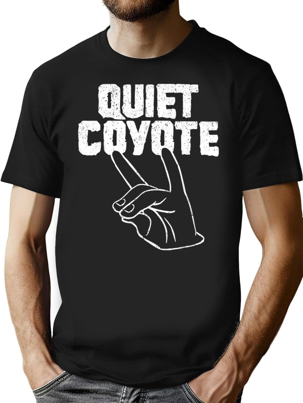Vintage Quiet Coyote T-Shirt for Men & Women, T-Shirts Graphic Tee - Black