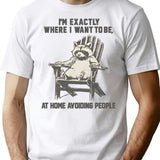 Vintage Raccoon I'M Exactly Where I Want To Be At Home Avoiding People T-Shirt for Men & Women, T-Shirts Graphic Tee - White