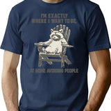 Vintage Raccoon I'M Exactly Where I Want To Be At Home Avoiding People T-Shirt for Men & Women, T-Shirts Graphic Tee - Navy