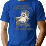 Vintage Raccoon I'M Exactly Where I Want To Be At Home Avoiding People T-Shirt for Men & Women, T-Shirts Graphic Tee - Blue
