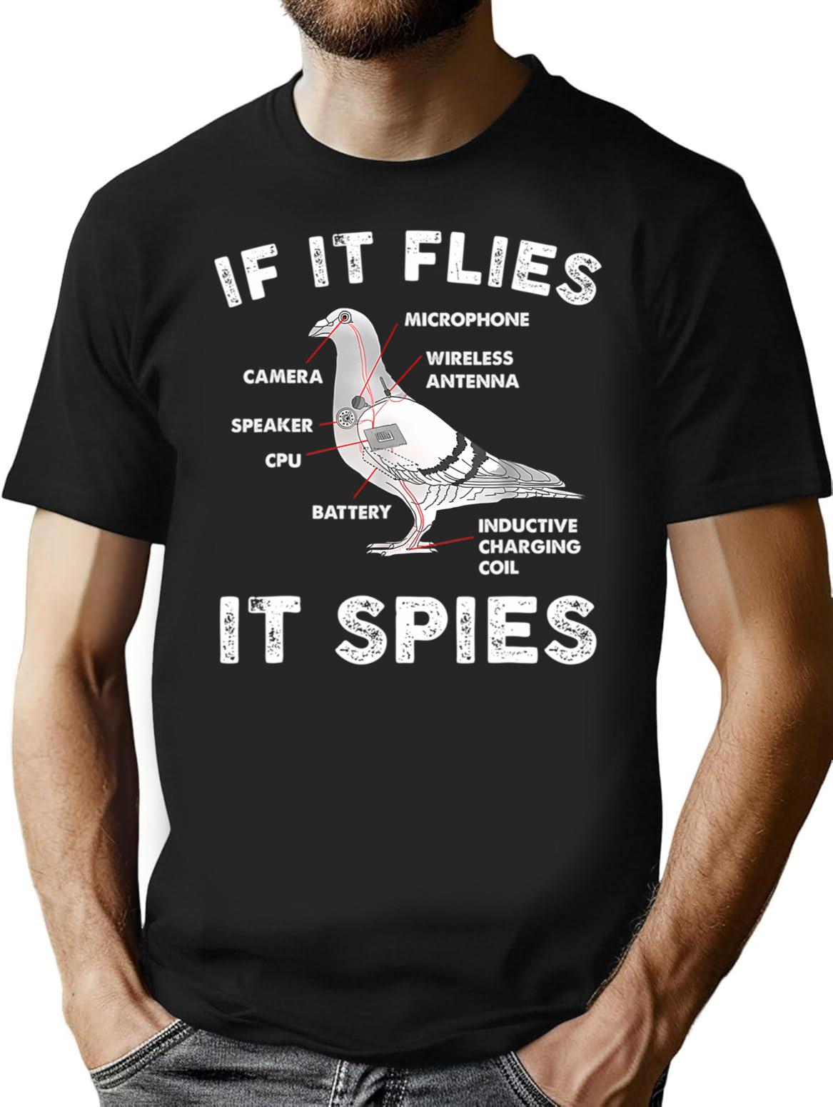 Vintage Retro Birds Are Not Real T-Shirt for Men & Women, T-Shirts Graphic Tee - Black