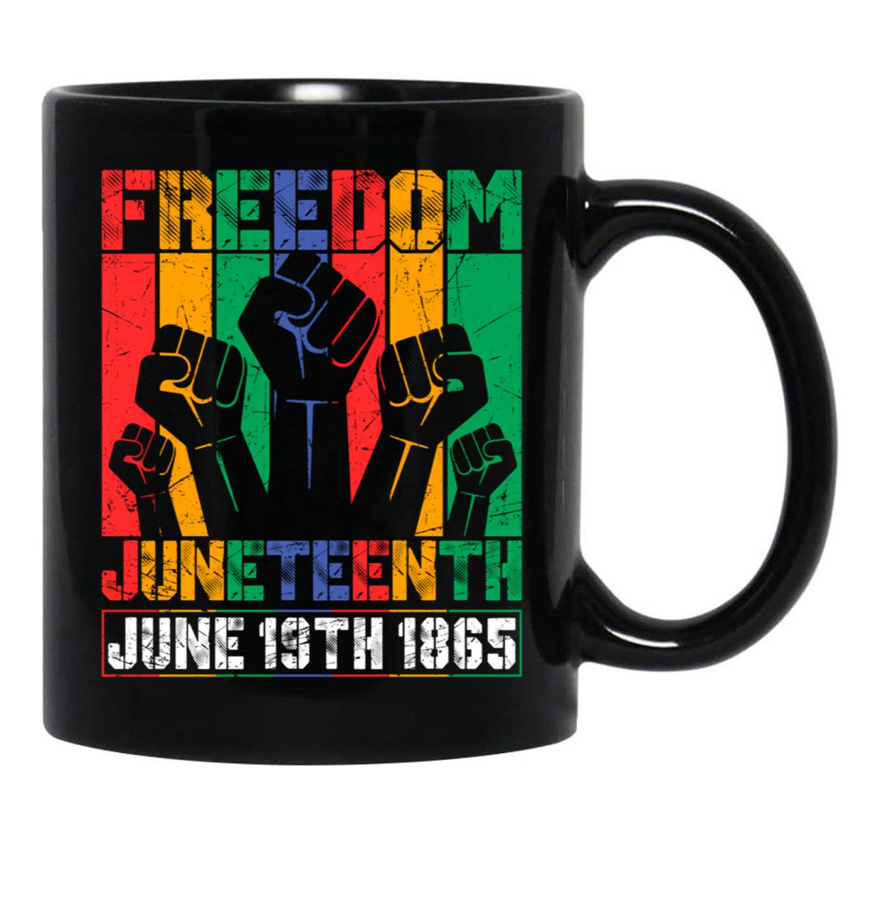 Vintage Retro Freedom Day Juneteenth June 19Th Black History Black Coffee Mug - Black
