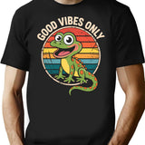 Vintage Retro Funny Lizard T-Shirt for Men & Women, T-Shirts Graphic Tee - Black