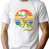 Vintage Retro Funny Lizard T-Shirt for Men & Women, T-Shirts Graphic Tee - White
