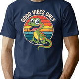Vintage Retro Funny Lizard T-Shirt for Men & Women, T-Shirts Graphic Tee - Navy