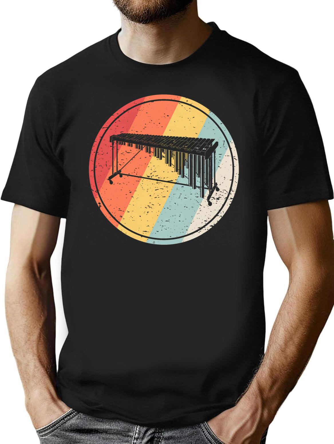 Vintage Retro Marimba T-Shirt for Men & Women, T-Shirts Graphic Tee - Black