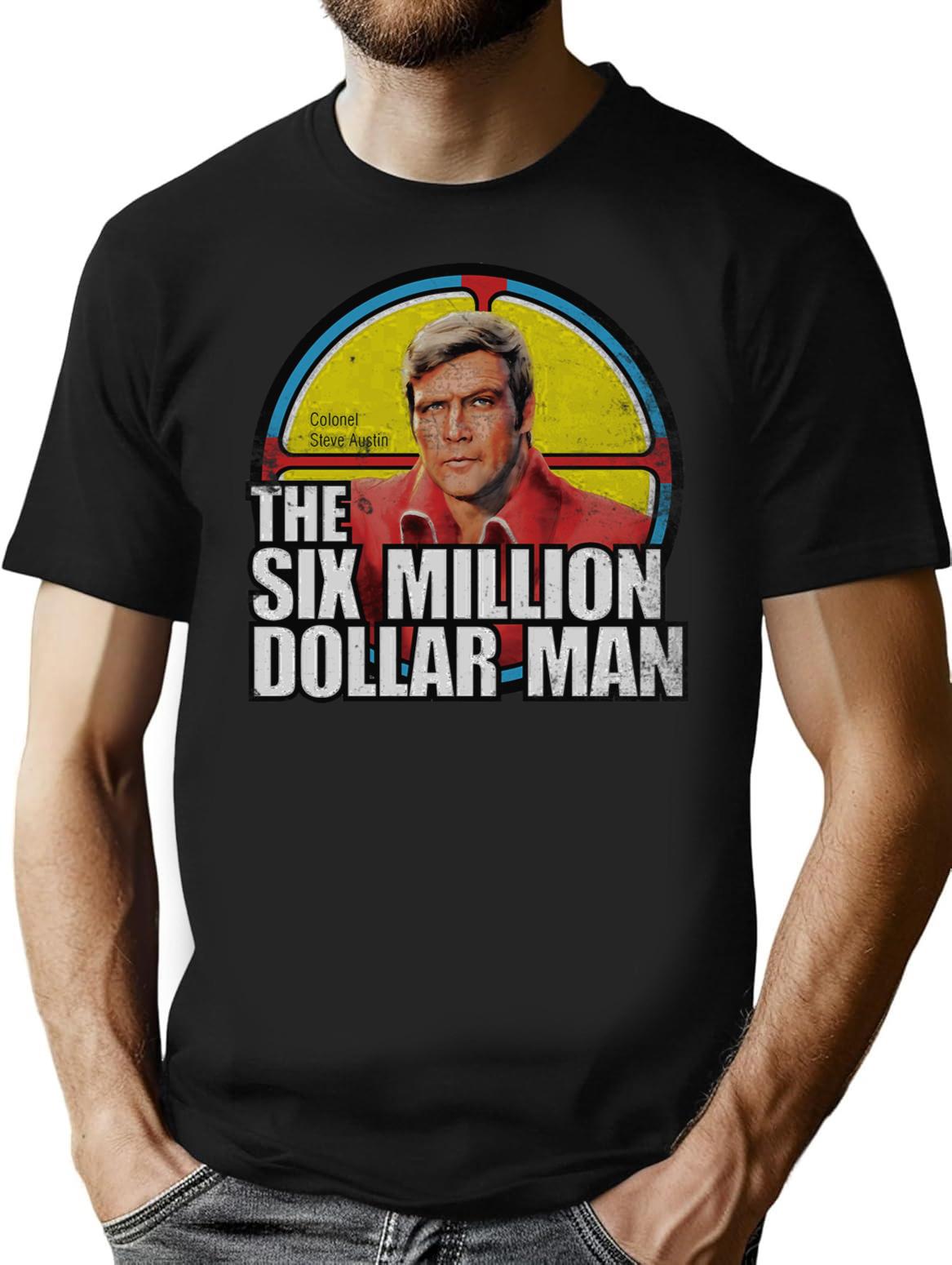 Vintage Retro Six Million Dollar Man T-Shirt for Men & Women, T-Shirts Graphic Tee - Black