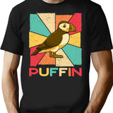 Vintage Retro Style Silhouette Puffin Bird - Puffin Lover T-Shirt for Men & Women, T-Shirts Graphic Tee - Black
