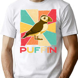 Vintage Retro Style Silhouette Puffin Bird - Puffin Lover T-Shirt for Men & Women, T-Shirts Graphic Tee - White