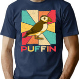 Vintage Retro Style Silhouette Puffin Bird - Puffin Lover T-Shirt for Men & Women, T-Shirts Graphic Tee - Navy