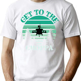 Vintage Retro Sunset Get To Da Choppa (1) T-Shirt for Men & Women, T-Shirts Graphic Tee - White