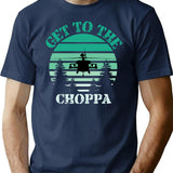 Vintage Retro Sunset Get To Da Choppa (1) T-Shirt for Men & Women, T-Shirts Graphic Tee - Navy