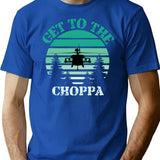Vintage Retro Sunset Get To Da Choppa (1) T-Shirt for Men & Women, T-Shirts Graphic Tee - Blue