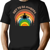 Vintage Retro Sunset Get To Da Choppa T-Shirt for Men & Women, T-Shirts Graphic Tee - Black