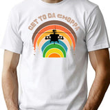 Vintage Retro Sunset Get To Da Choppa T-Shirt for Men & Women, T-Shirts Graphic Tee - White