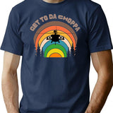 Vintage Retro Sunset Get To Da Choppa T-Shirt for Men & Women, T-Shirts Graphic Tee - Navy